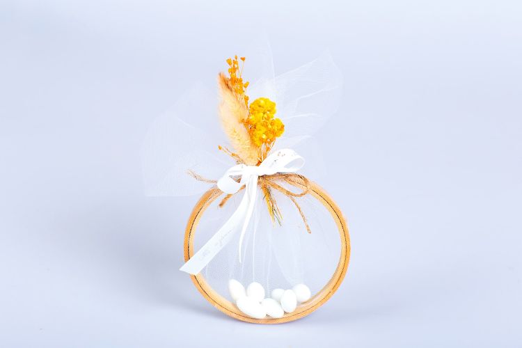 Handmade Wedding & Christening Favor Box with Handmade Frame and Dried Flower Bouquet