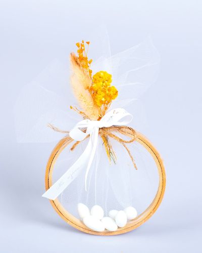 Handmade Wedding & Christening Favor Box with Handmade Frame and Dried Flower Bouquet